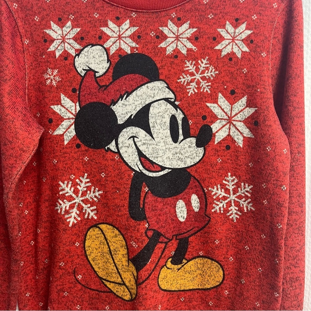 Disney Red Mickey Mouse Christmas Holiday Sweatshirt Large